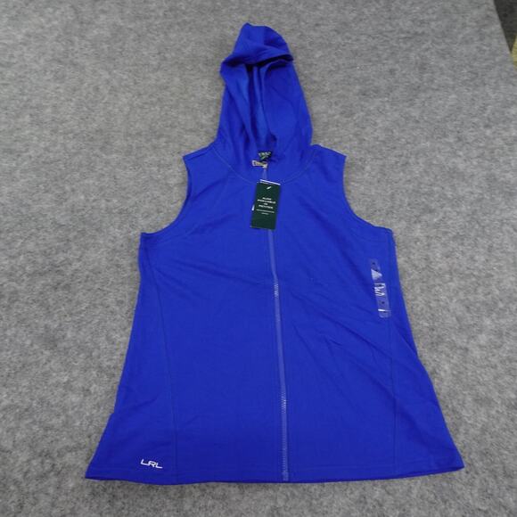 Ralph Lauren Hoodie Womens Medium‎ Jacket Blue Athleisure Sleeveless Full Zip F - Picture 1 of 11